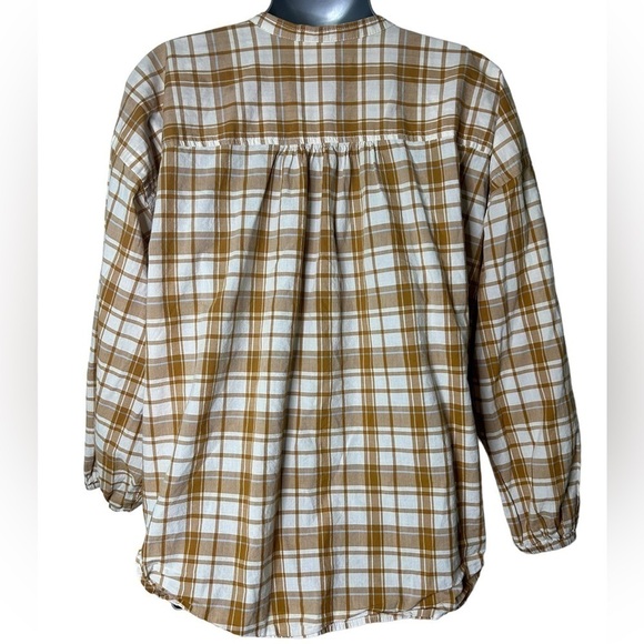 Free Assembly Brown White Plaid Long Sleeve Button Down • Used • Size: Large - Picture 4 of 7